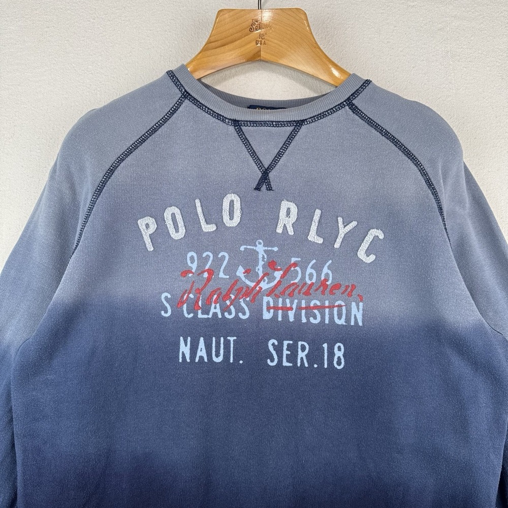 Polo Ralph Lauren RLYC Boys XL 18-20 Navy Ombré Sweatshirt Sailing Yacht Club - Picture 4 of 13